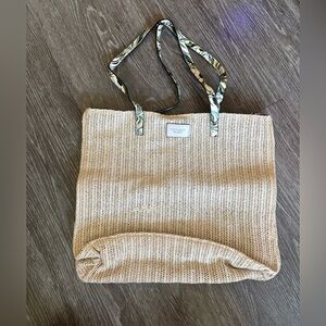 Victoria's Secret Tan Tote with Leaf Pattern Straps